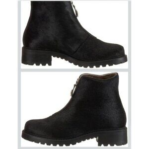 Diavolezza Women's Boots Shearling Black Ankle Boots Fur Zip Front Winter Shoes